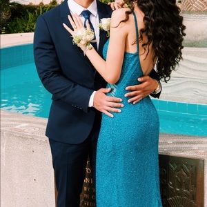 Turquoise beaded gown | Prom Dress